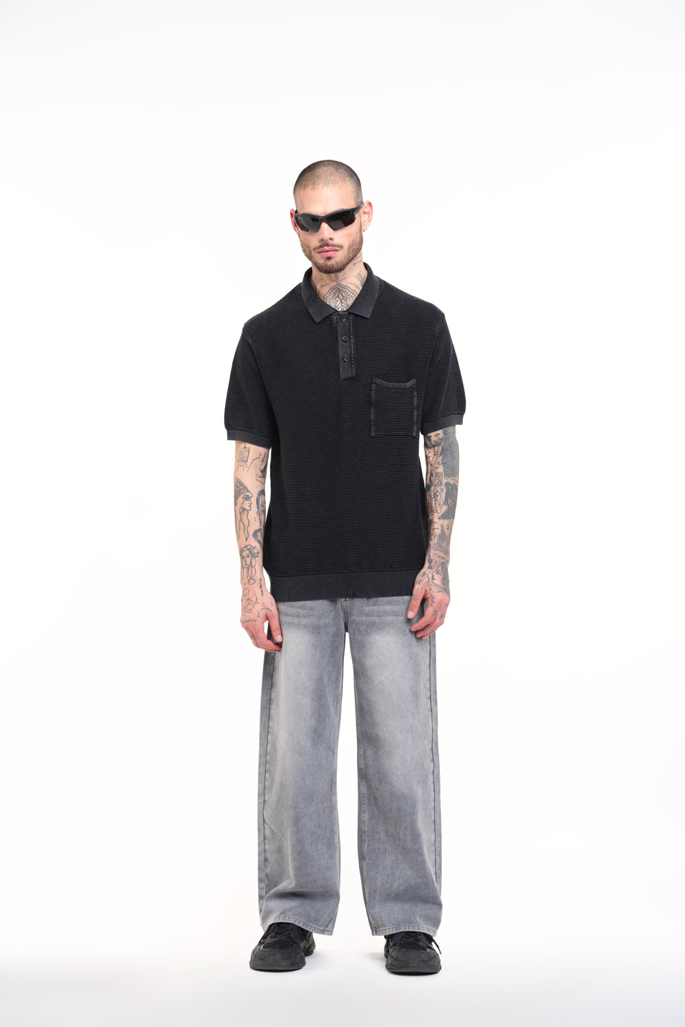 Ash Grey Faded Knit Premium Polo - BonkersCorner