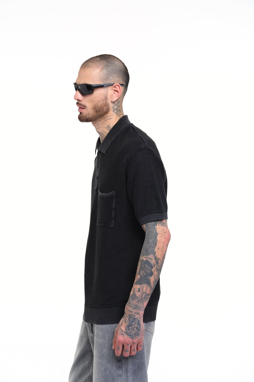 Ash Grey Faded Knit Premium Polo - BonkersCorner