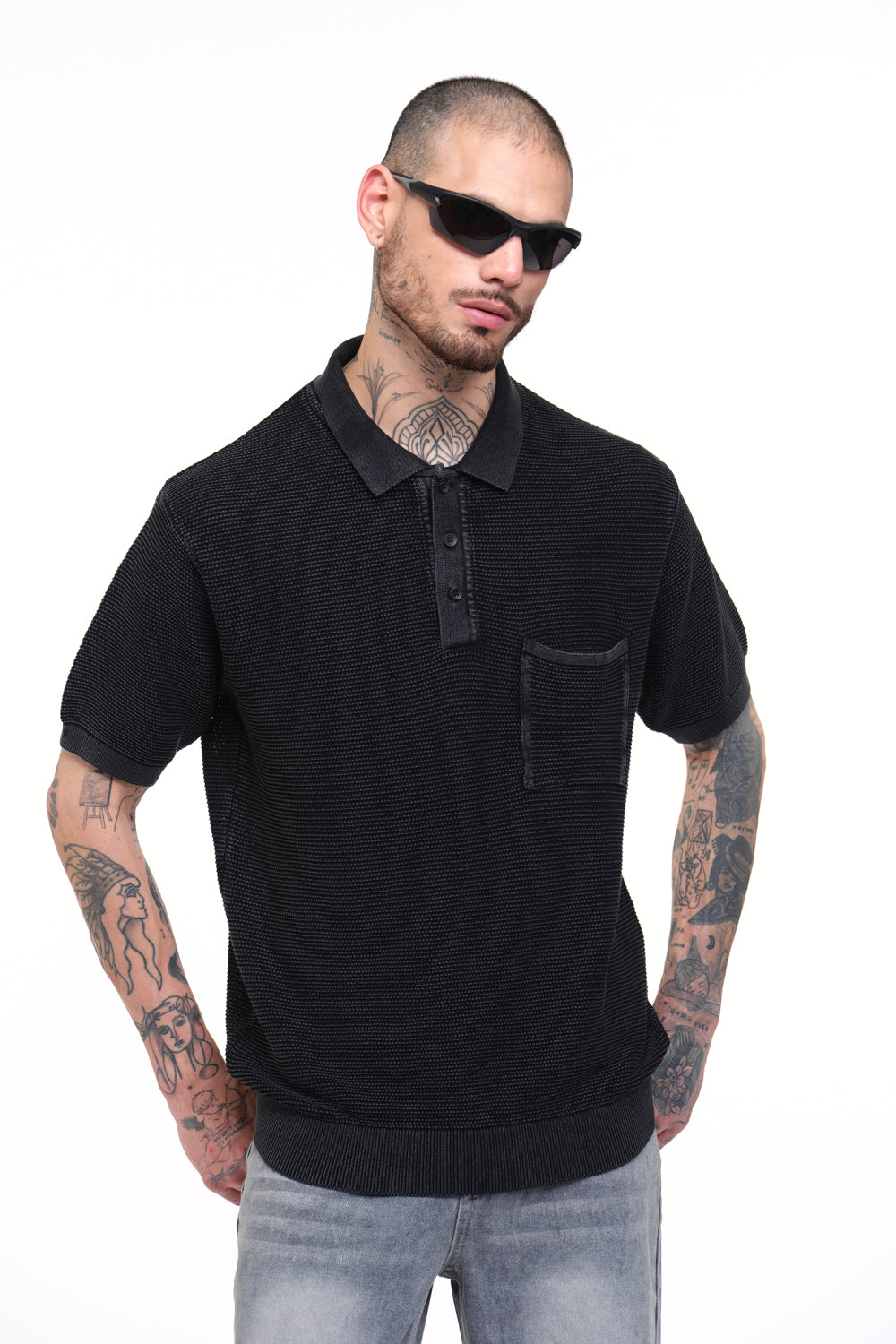 Ash Grey Faded Knit Premium Polo - BonkersCorner