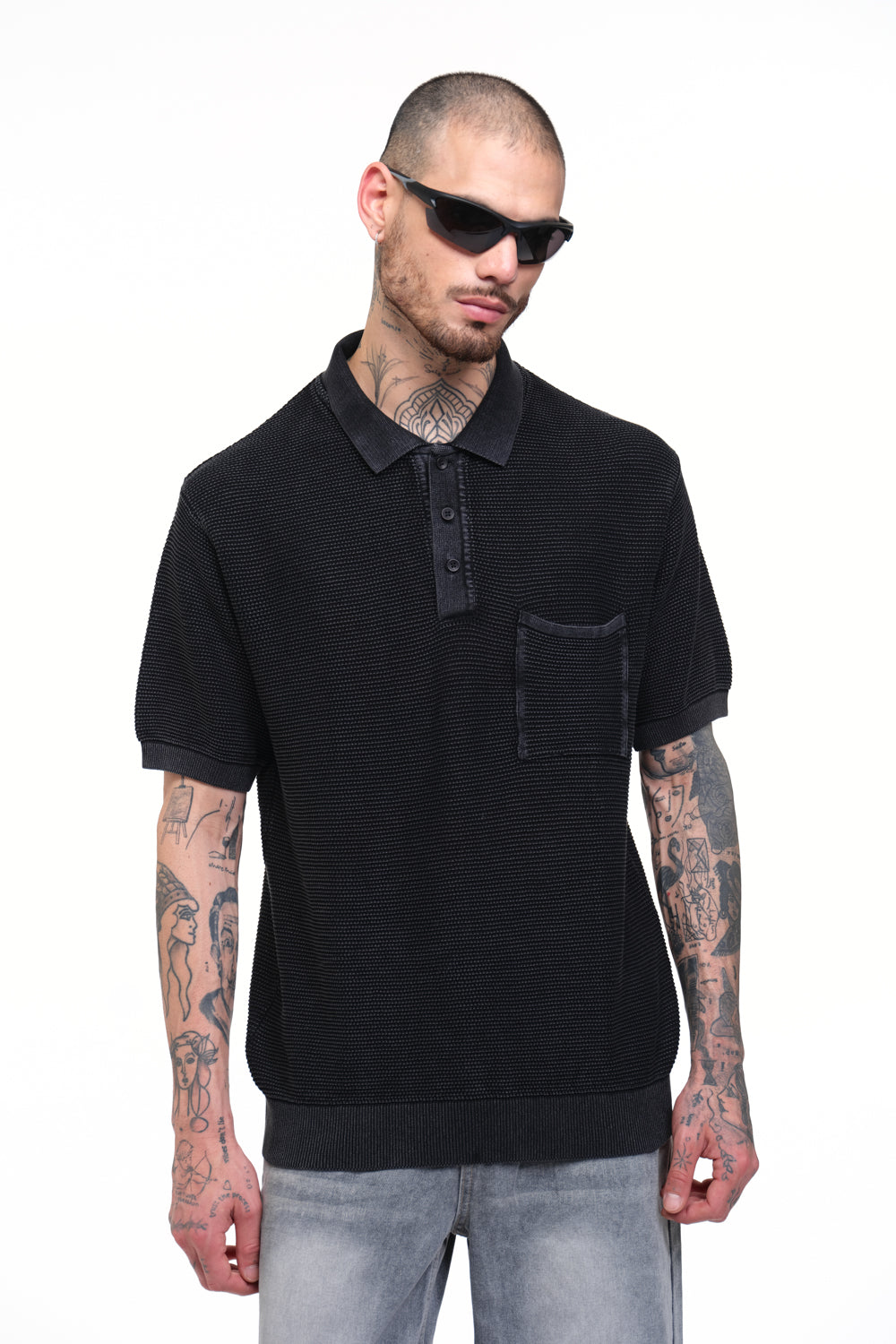 Ash Grey Faded Knit Premium Polo - BonkersCorner