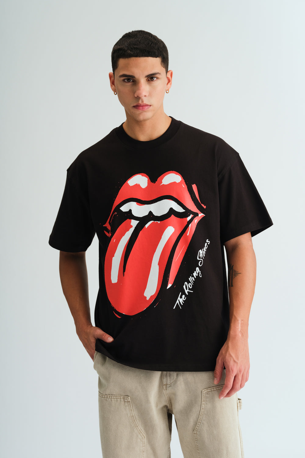 Buy Black Rolling Stones Oversized T-shirt for Men Online at Rs