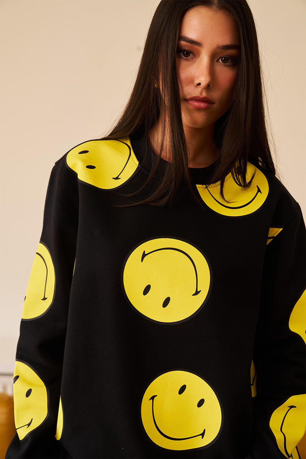 Black Smiley Originals All Over Sweatshirt - BonkersCorner
