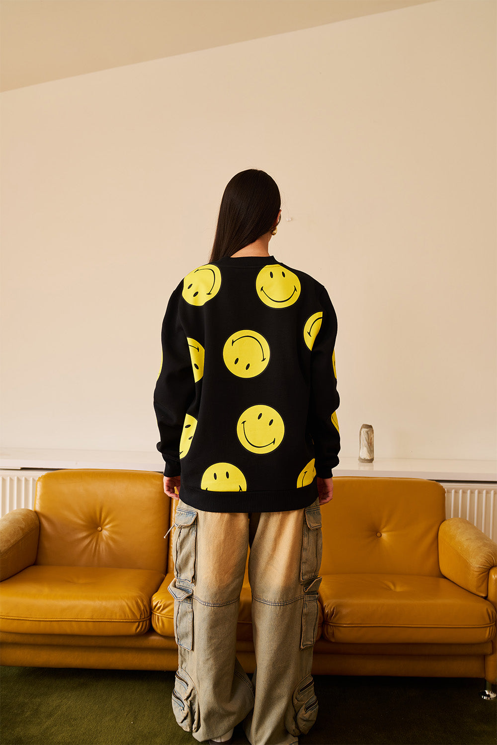 Black Smiley Originals All Over Sweatshirt - BonkersCorner