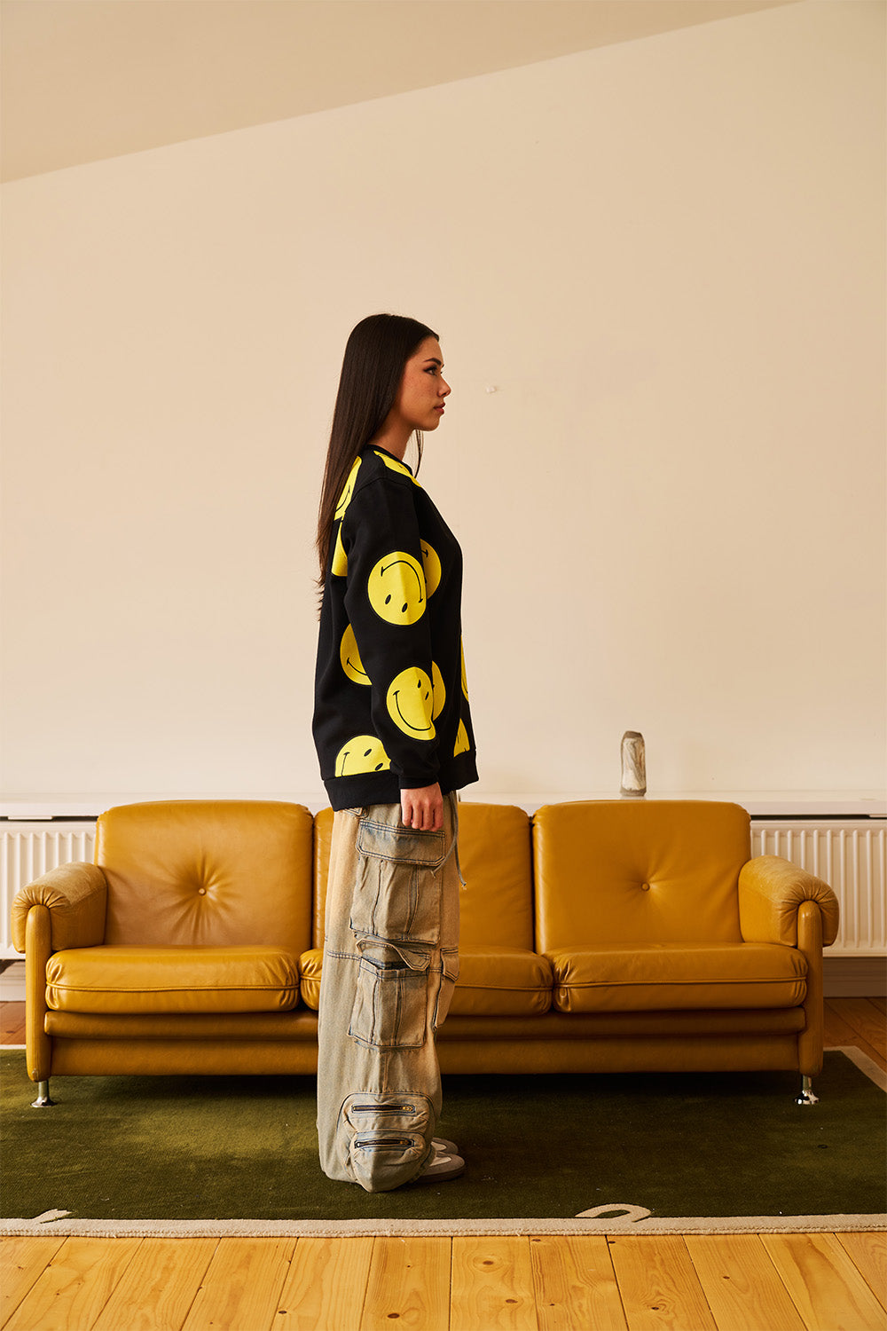 Black Smiley Originals All Over Sweatshirt - BonkersCorner