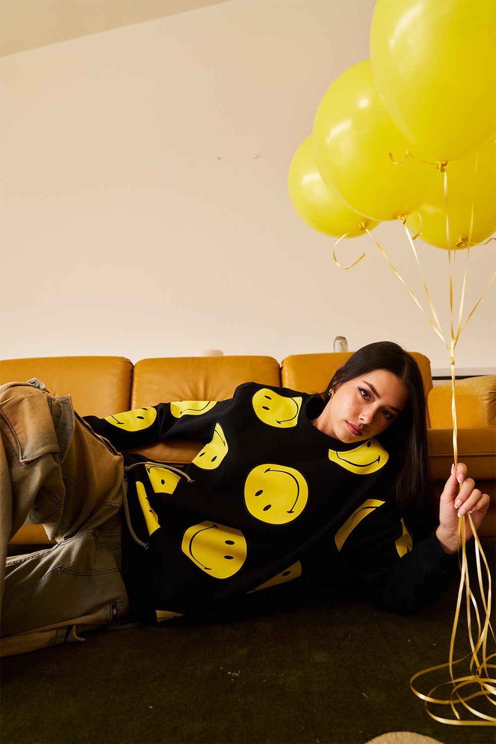Black Smiley Originals All Over Sweatshirt - BonkersCorner