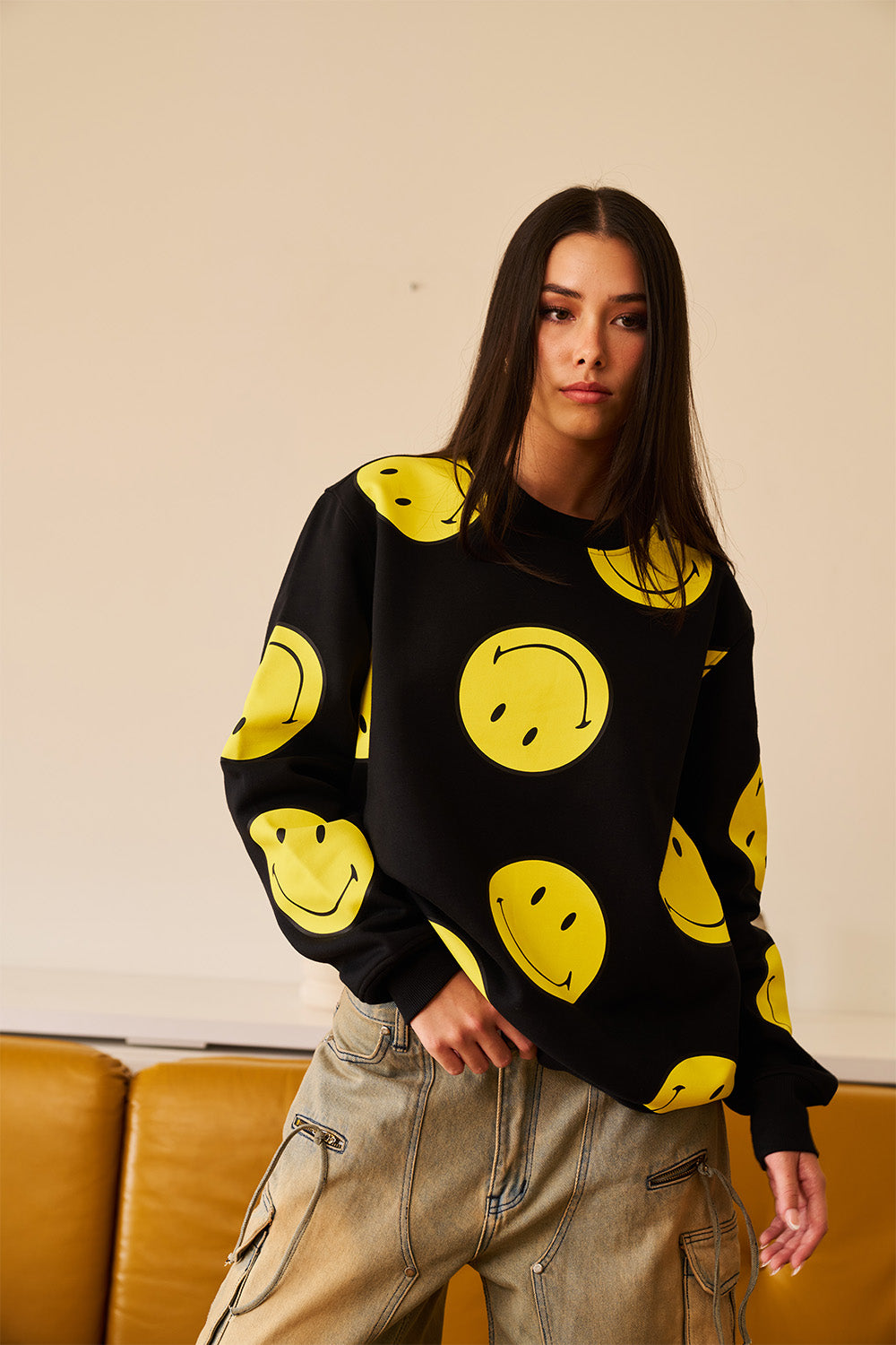 Black Smiley Originals All Over Sweatshirt - BonkersCorner