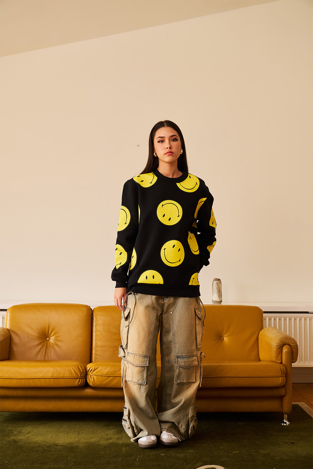 Black Smiley Originals All Over Sweatshirt - BonkersCorner