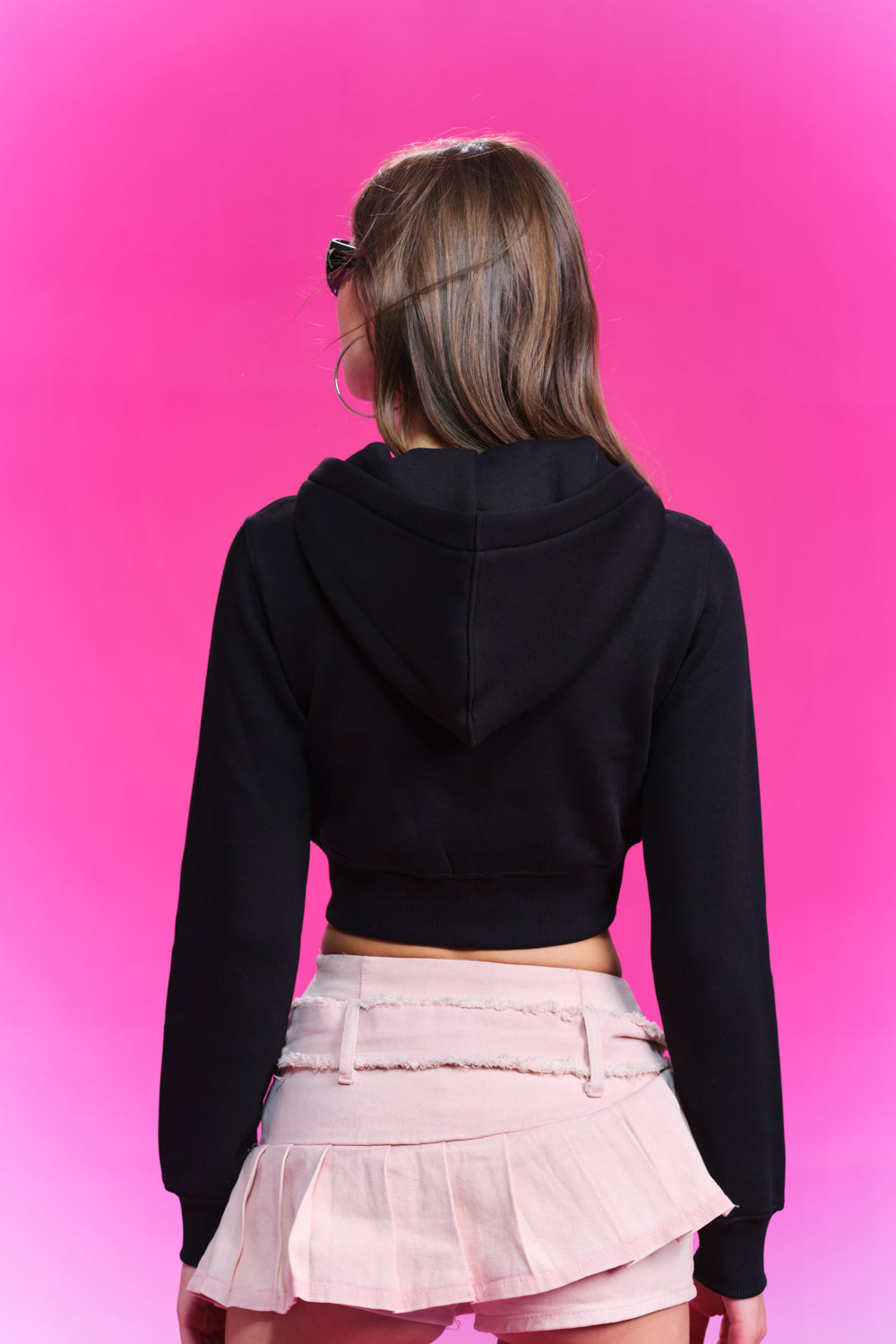 Bratz Dolled Rhinestone Black Crop Zipper - BonkersCorner
