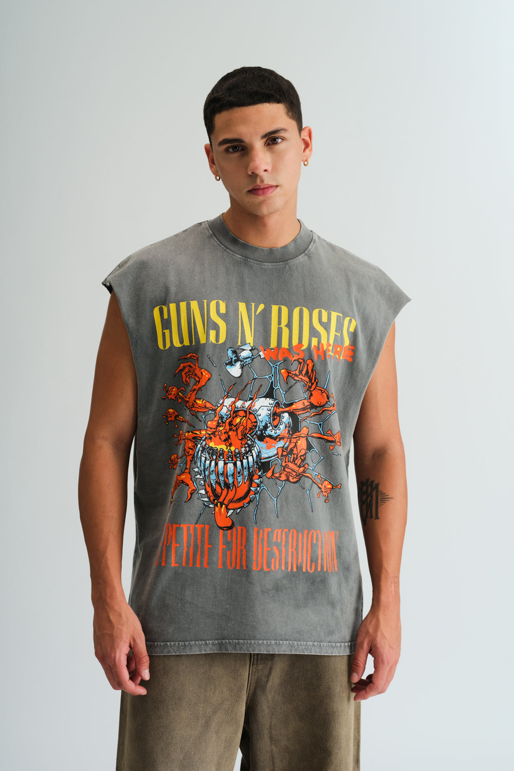 Grey Faded Guns N Roses Oversized Tank - BonkersCorner