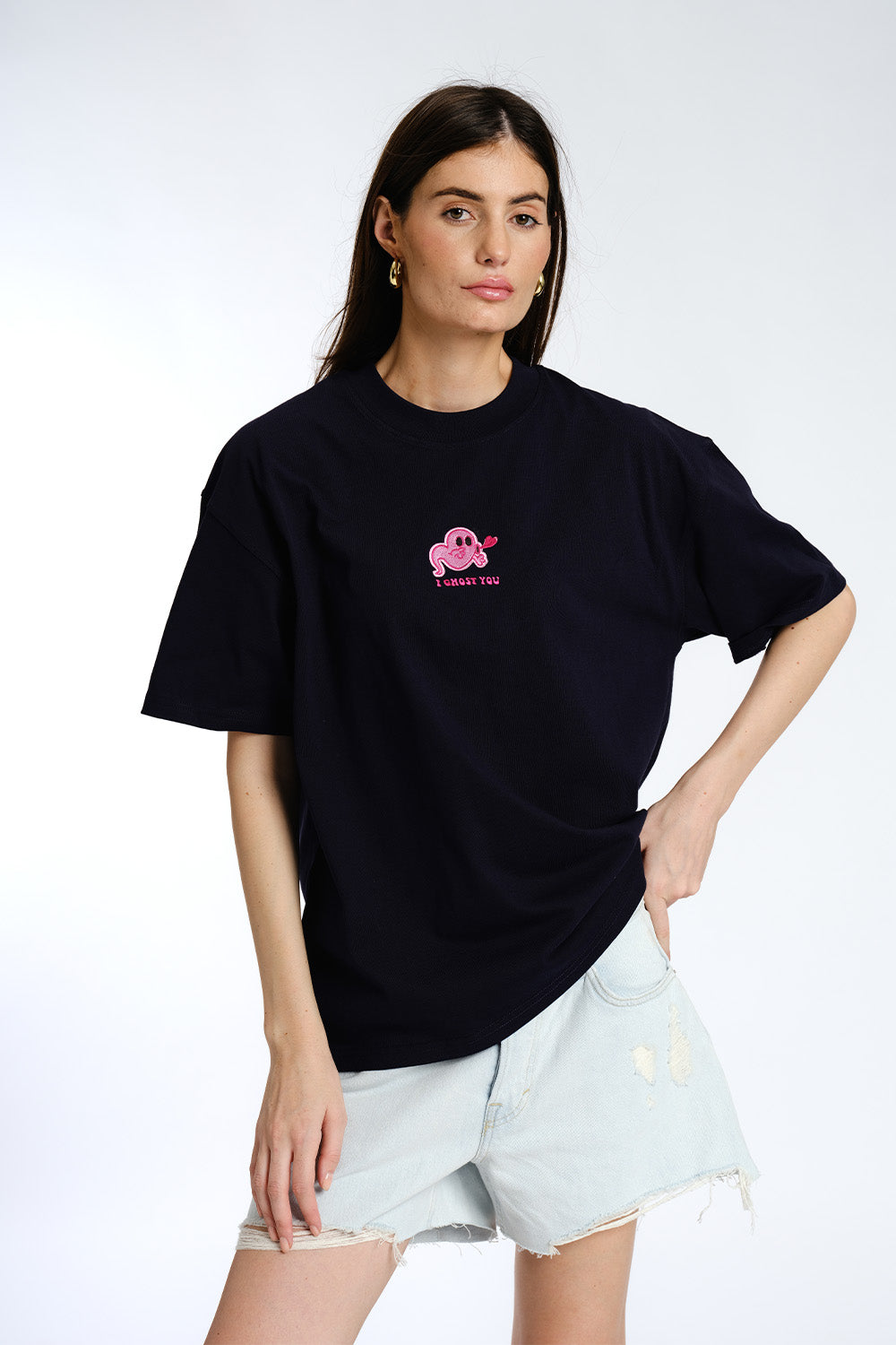 I Ghost You Embroidered Premium Oversized T-shirt - BonkersCorner