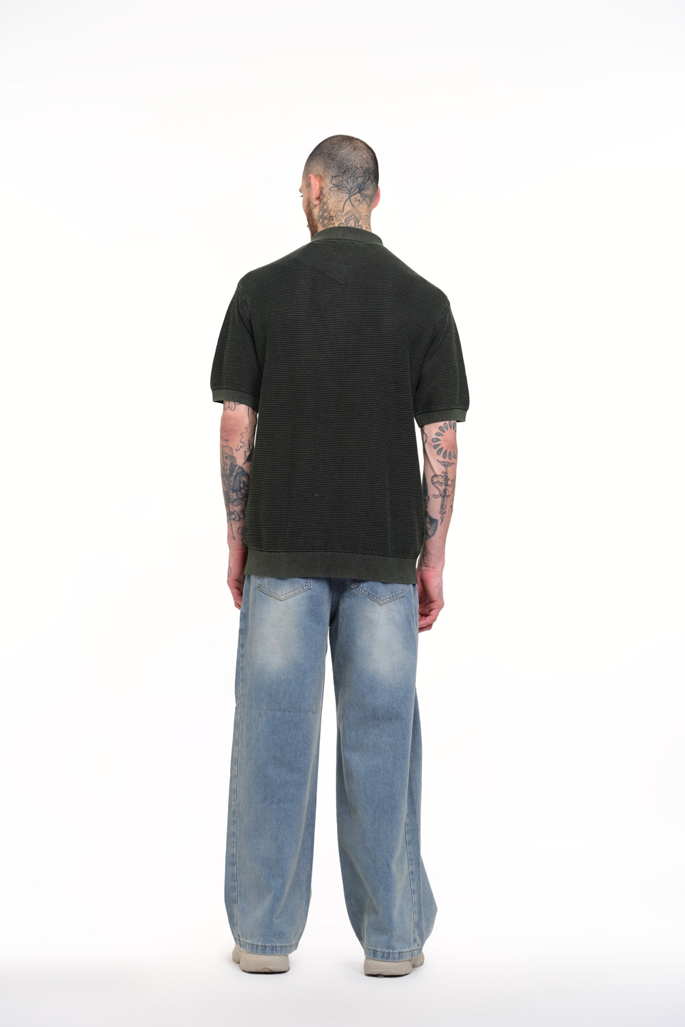 Olive Green Faded Knit Premium Polo - BonkersCorner