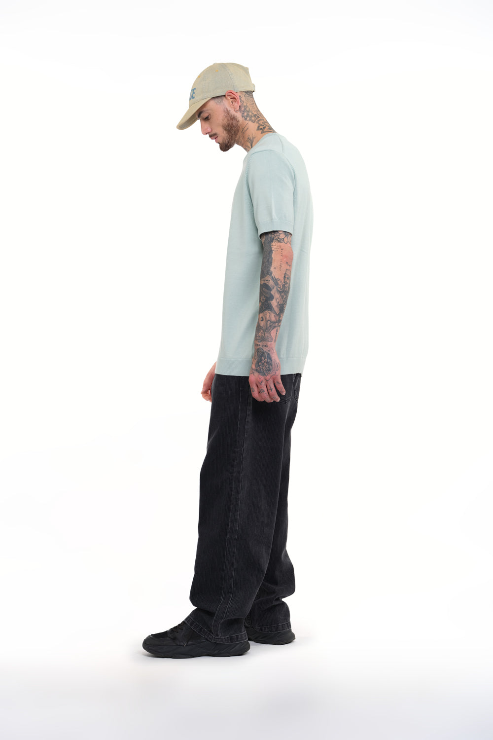 Pastel Green Knit Round Neck T-shirt - BonkersCorner