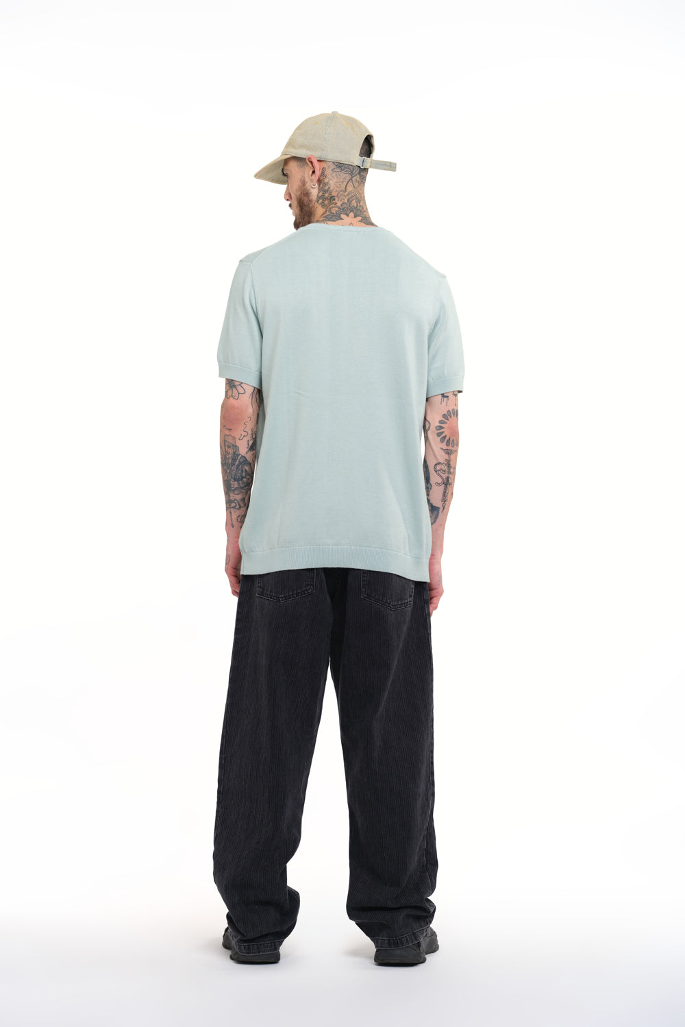 Pastel Green Knit Round Neck T-shirt - BonkersCorner