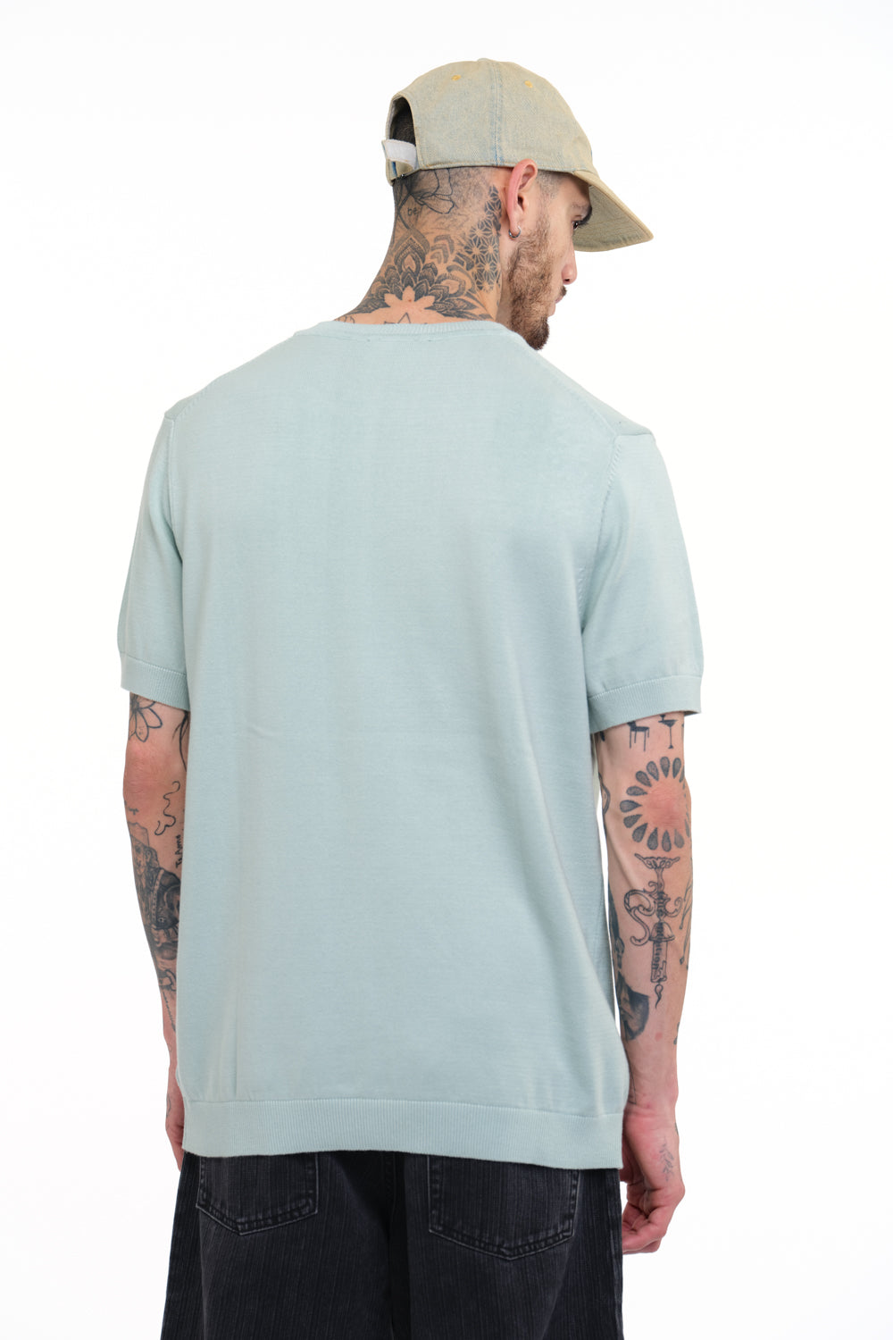 Pastel Green Knit Round Neck T-shirt - BonkersCorner