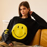 Black Faded Smiley Sweatshirt - BonkersCorner