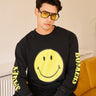 Black Faded Smiley Sweatshirt - BonkersCorner
