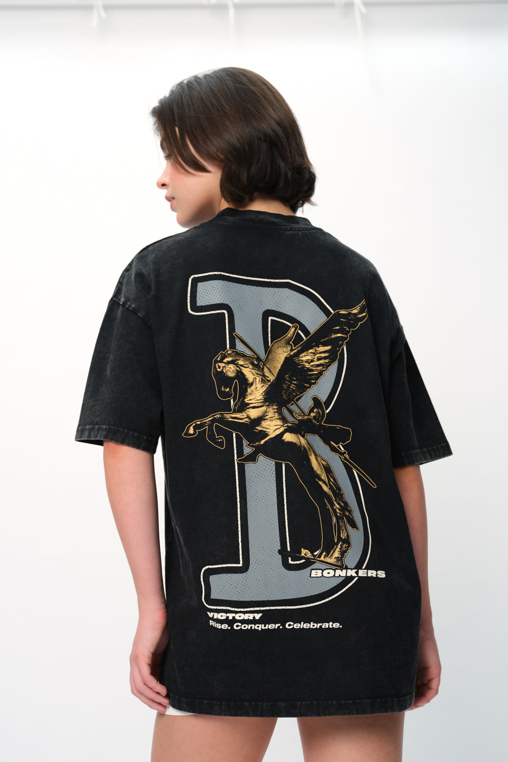Black Rise To Power Premium Oversized T-shirt