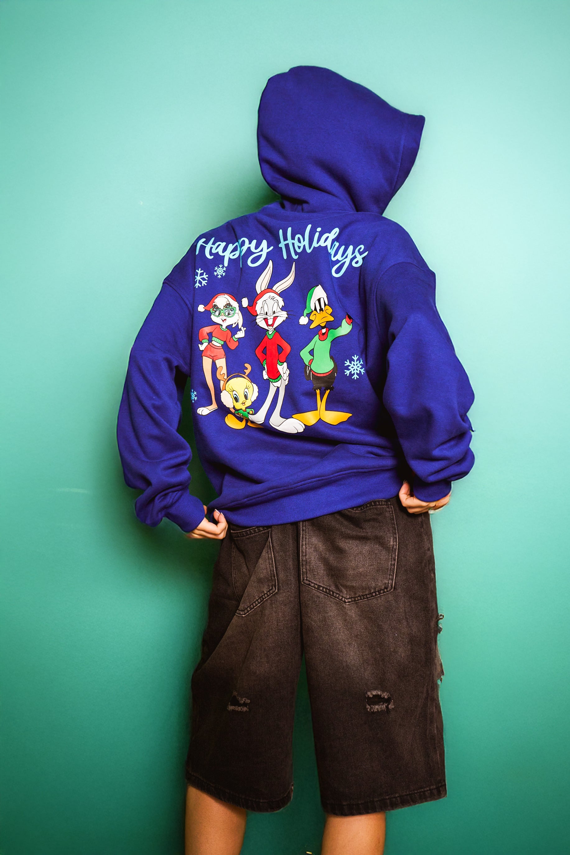 Blue Happy Holidays Hoodie - BonkersCorner