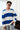 Blue Stripe V-Neck Knit Polo - BonkersCorner