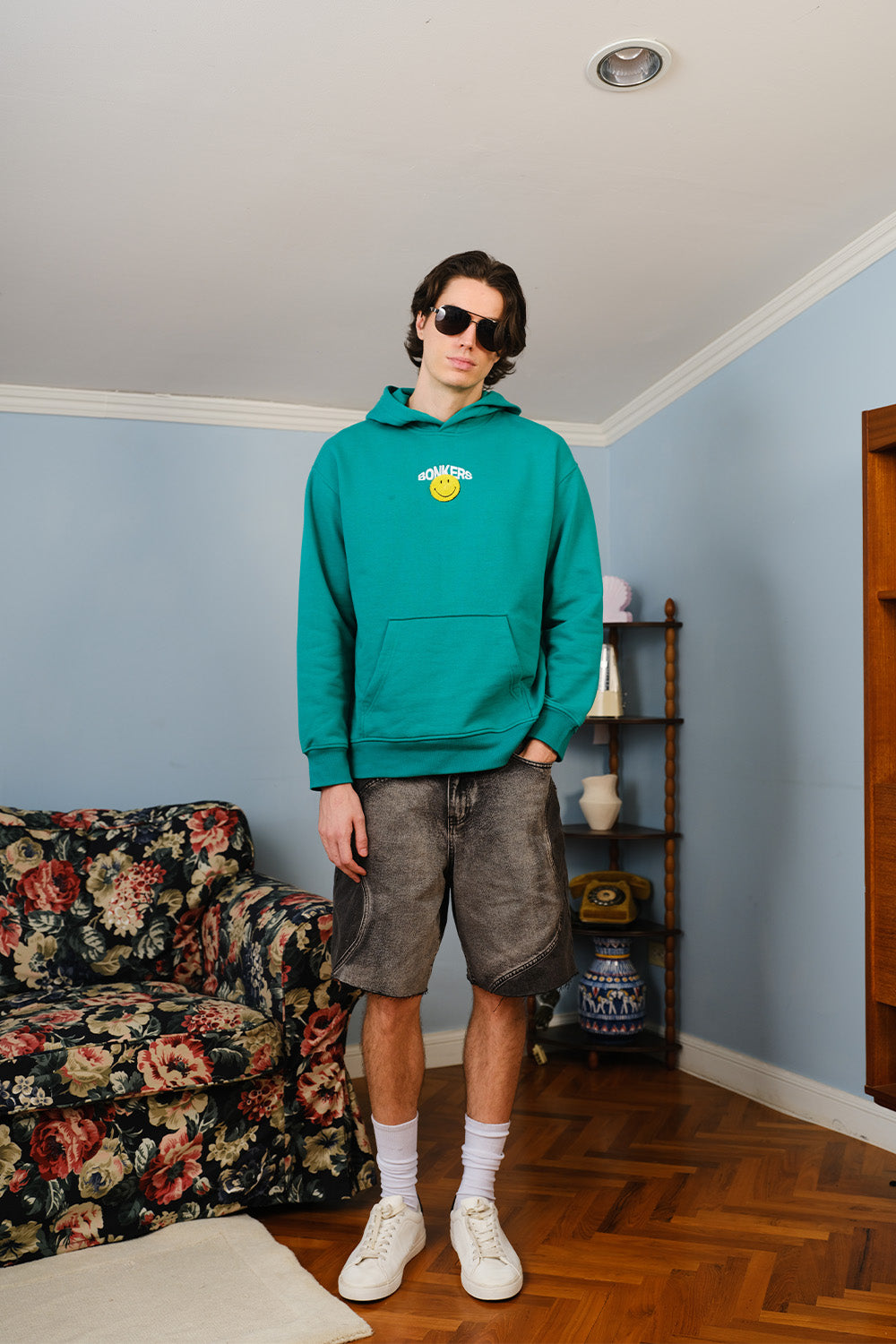 Bottle Green Smiley Originals Hoodie - BonkersCorner