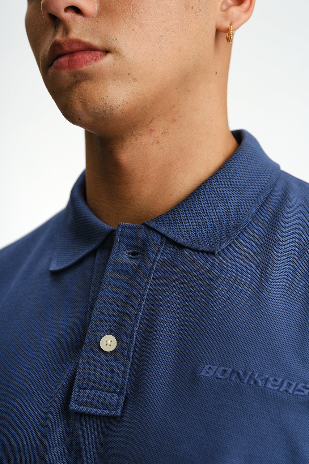 Cobalt Blue Signature Jacquard Collar Premium Polo - BonkersCorner