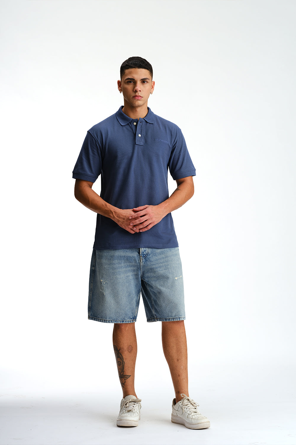 Cobalt Blue Signature Jacquard Collar Premium Polo - BonkersCorner