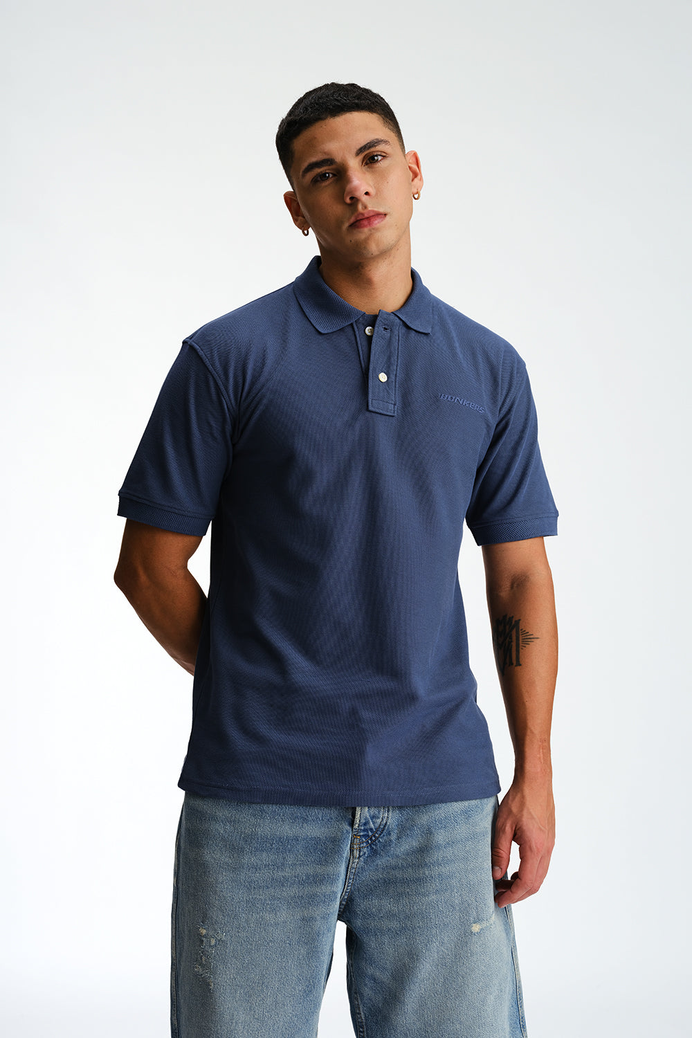Cobalt Blue Signature Jacquard Collar Premium Polo - BonkersCorner