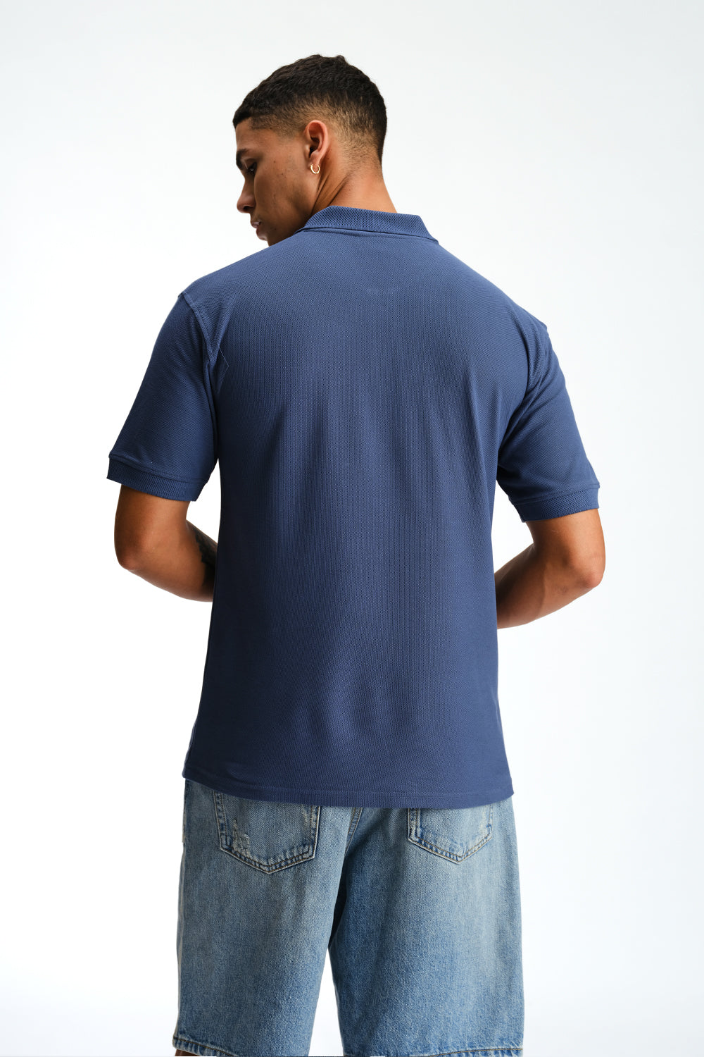Cobalt Blue Signature Jacquard Collar Premium Polo - BonkersCorner