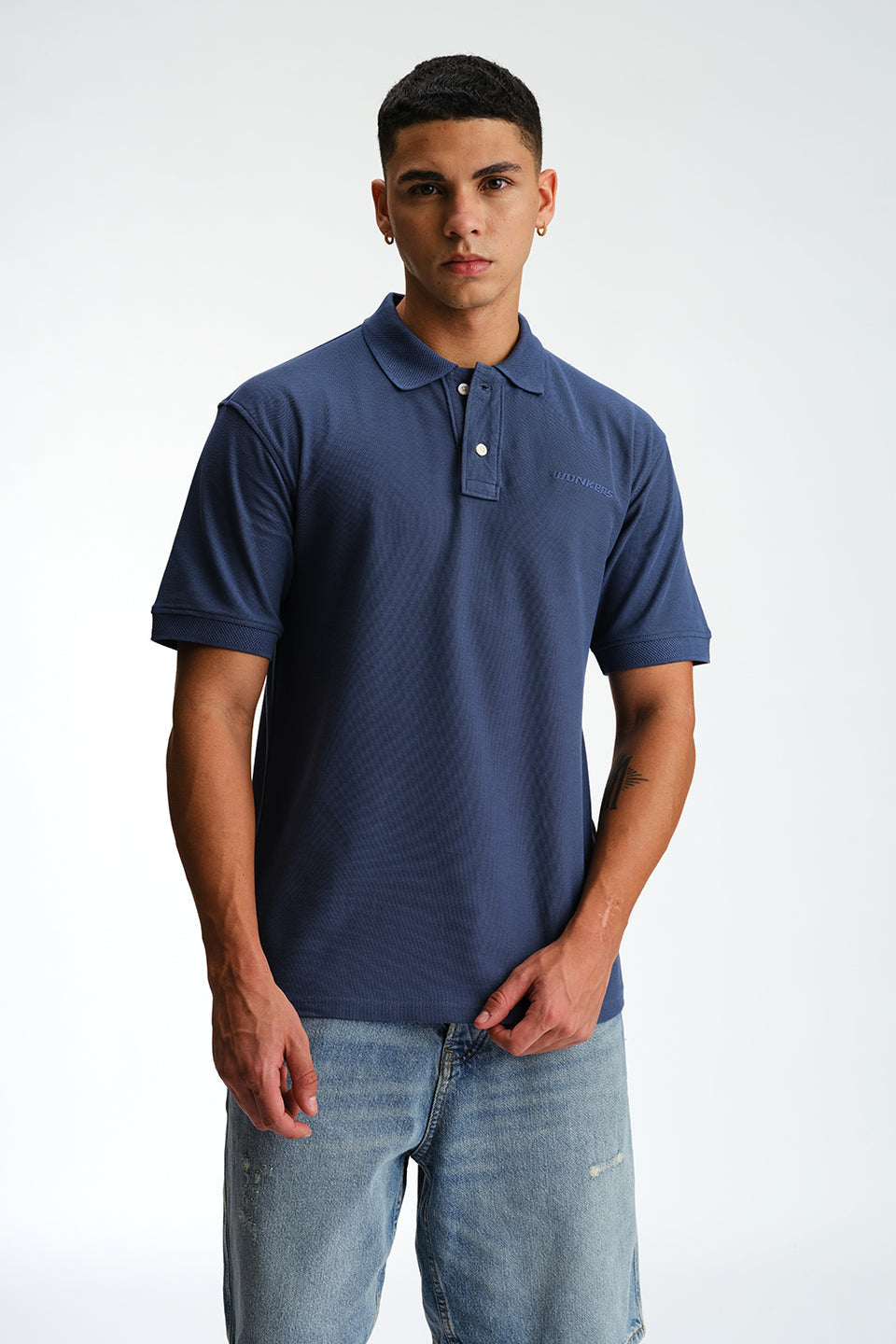 Blue Signature Jacquard Collar Premium Polo - BonkersCorner