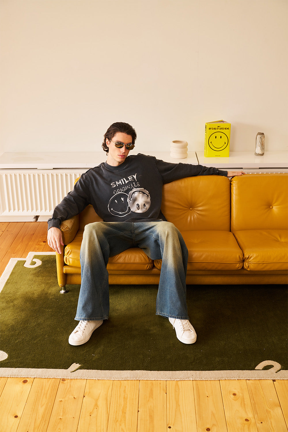 Grey Faded Smiley Originals Sweatshirt - BonkersCorner