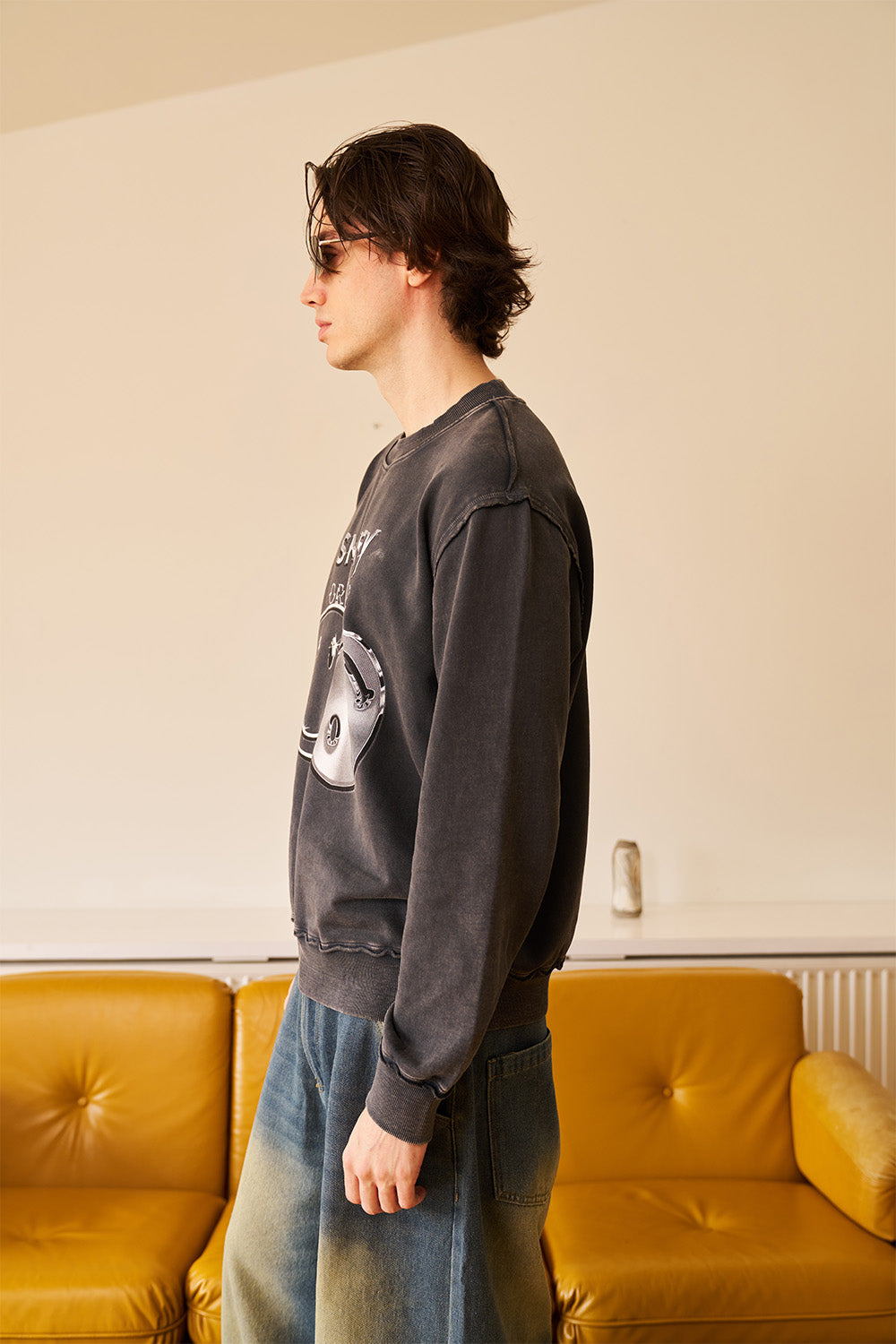 Grey Faded Smiley Originals Sweatshirt - BonkersCorner