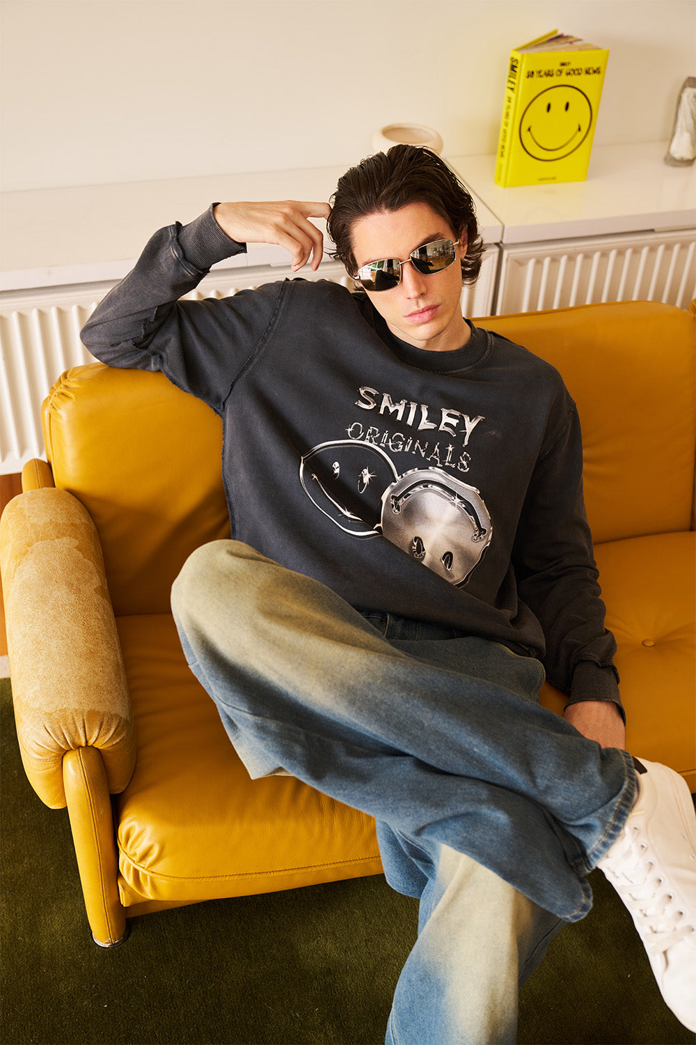 Grey Faded Smiley Originals Sweatshirt - BonkersCorner