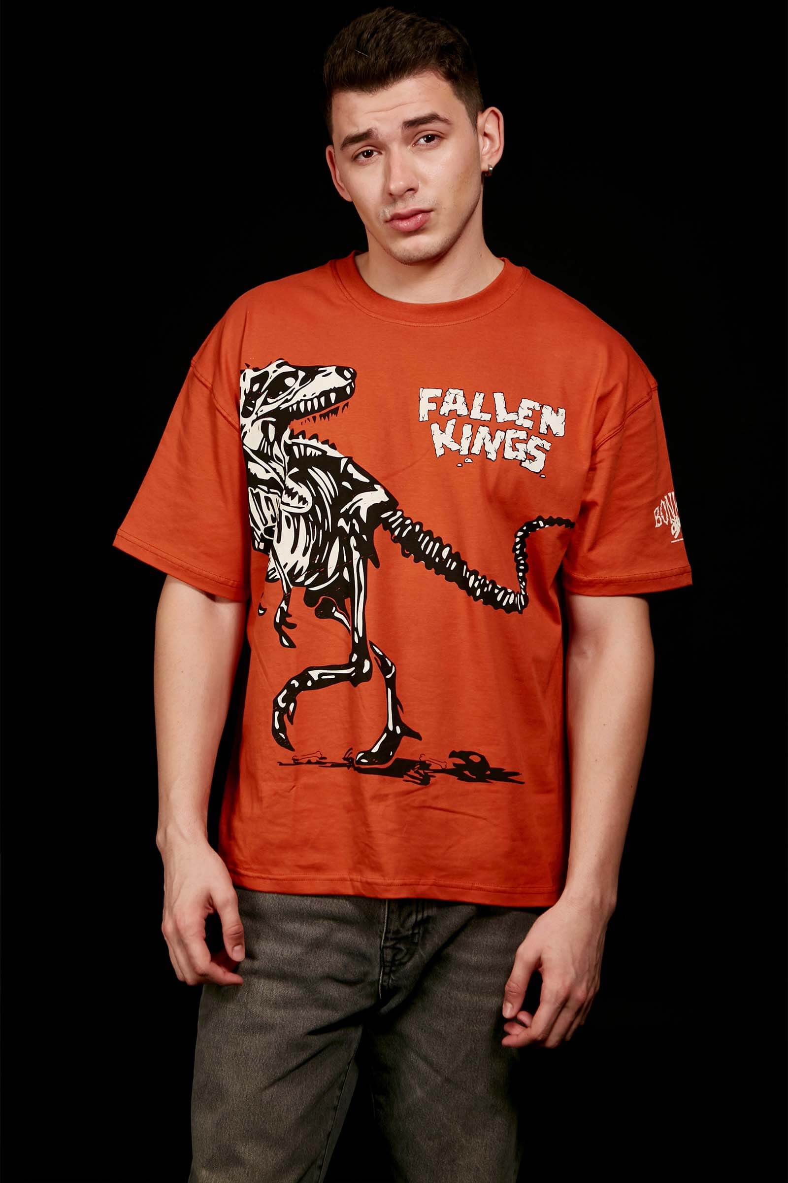 Orange Fallen Kings Oversized T-shirt - BonkersCorner