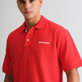 Red Signature Jacquard Collar Premium Polo - BonkersCorner