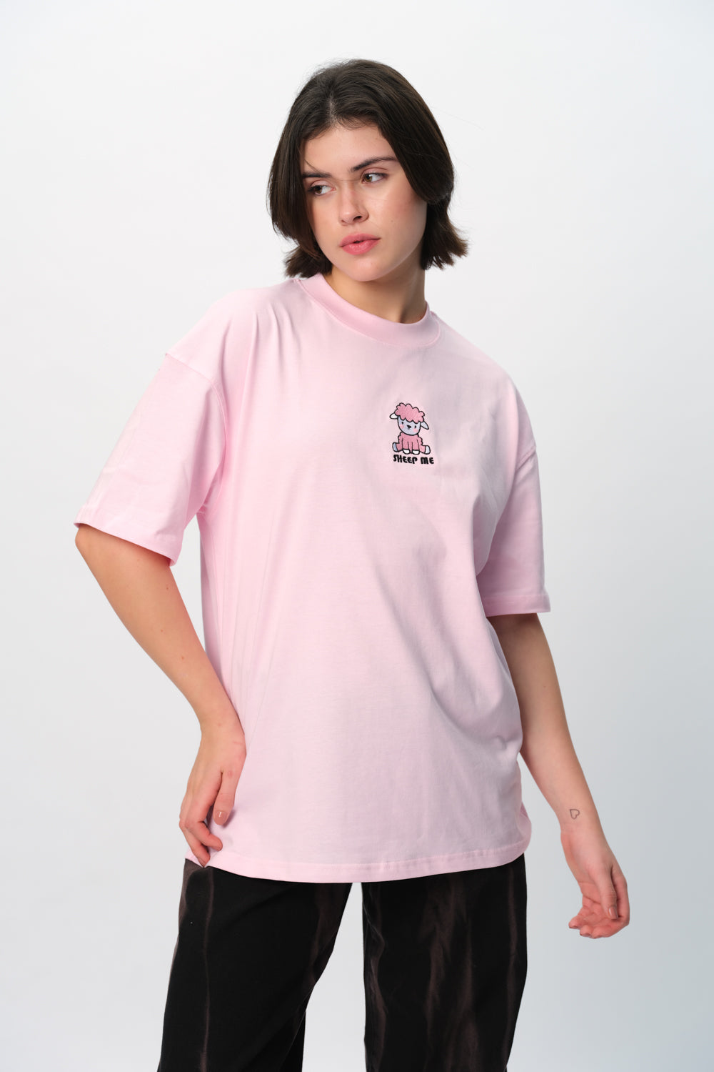 Sheep Me Embroidered Premium Oversized T-shirt - BonkersCorner