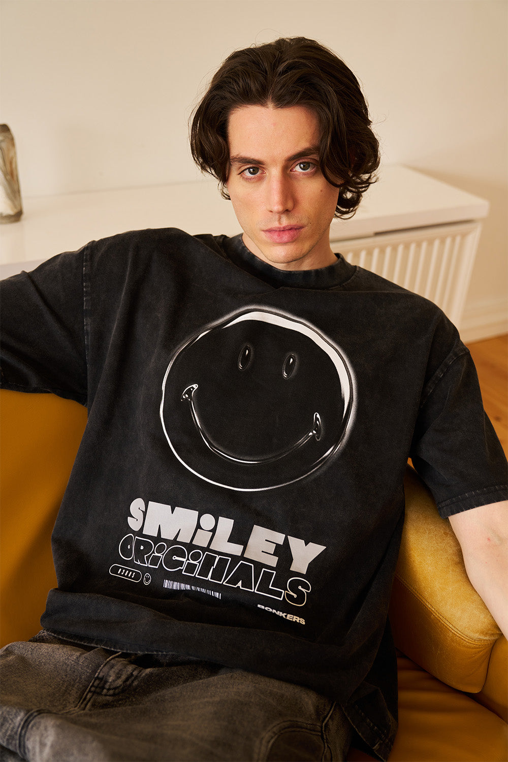 Smiley Black Oversized T-shirt - BonkersCorner