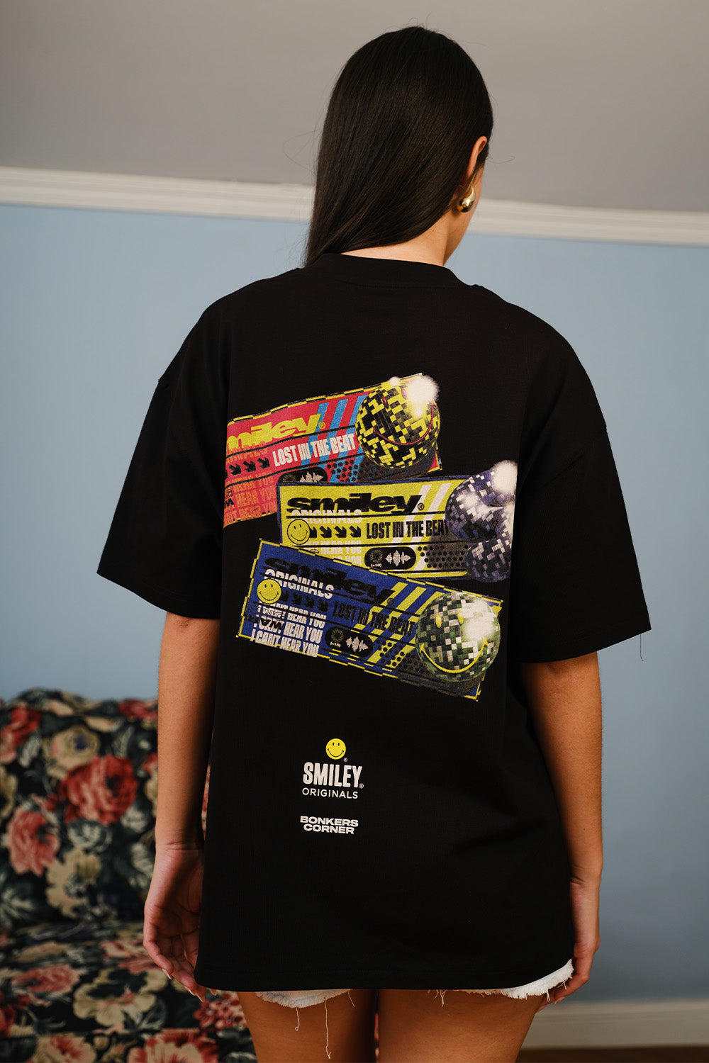 Smiley Lost In The Beat Oversized T-shirt - BonkersCorner