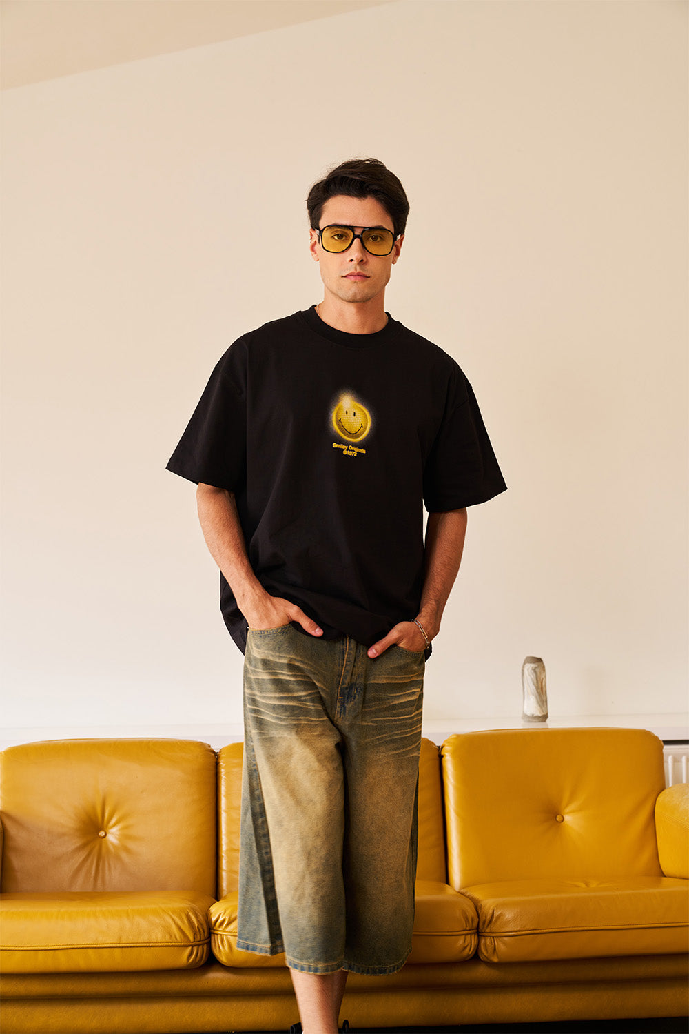 Smiley Lost In The Beat Oversized T-shirt - BonkersCorner