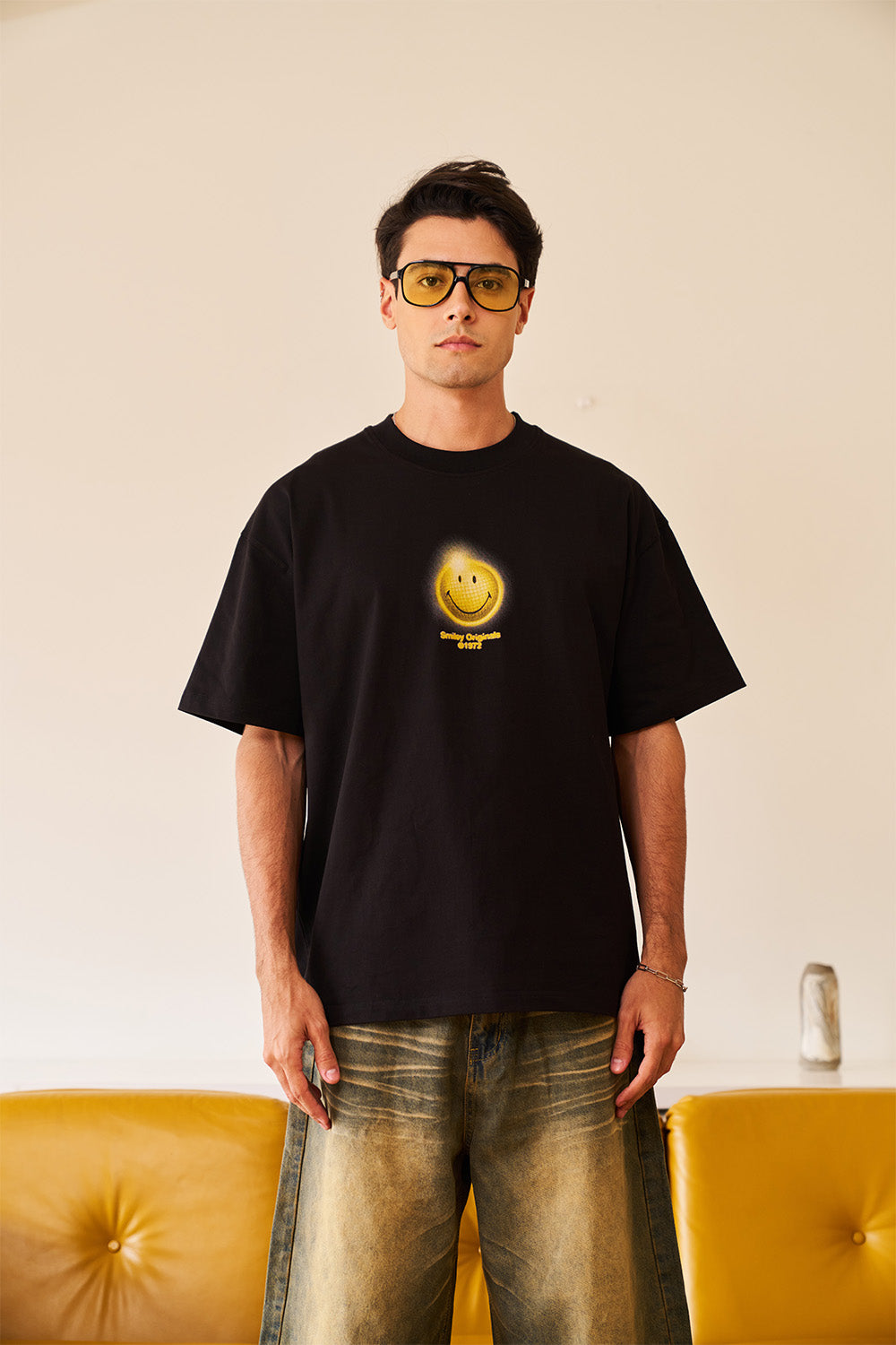 Smiley Lost In The Beat Oversized T-shirt - BonkersCorner