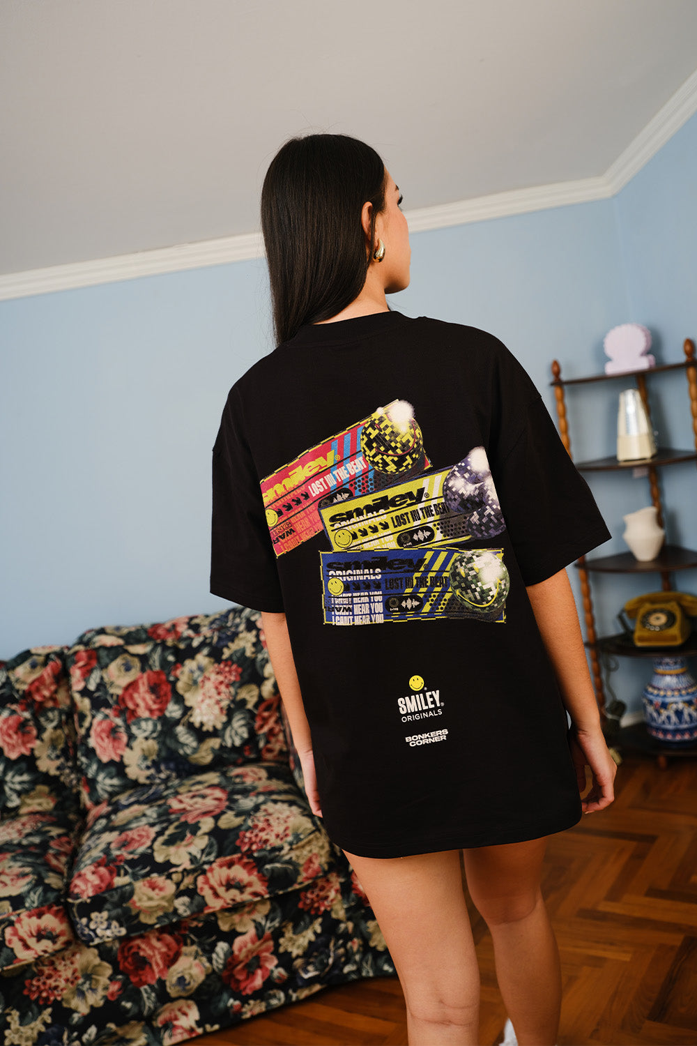 Smiley Lost In The Beat Oversized T-shirt - BonkersCorner