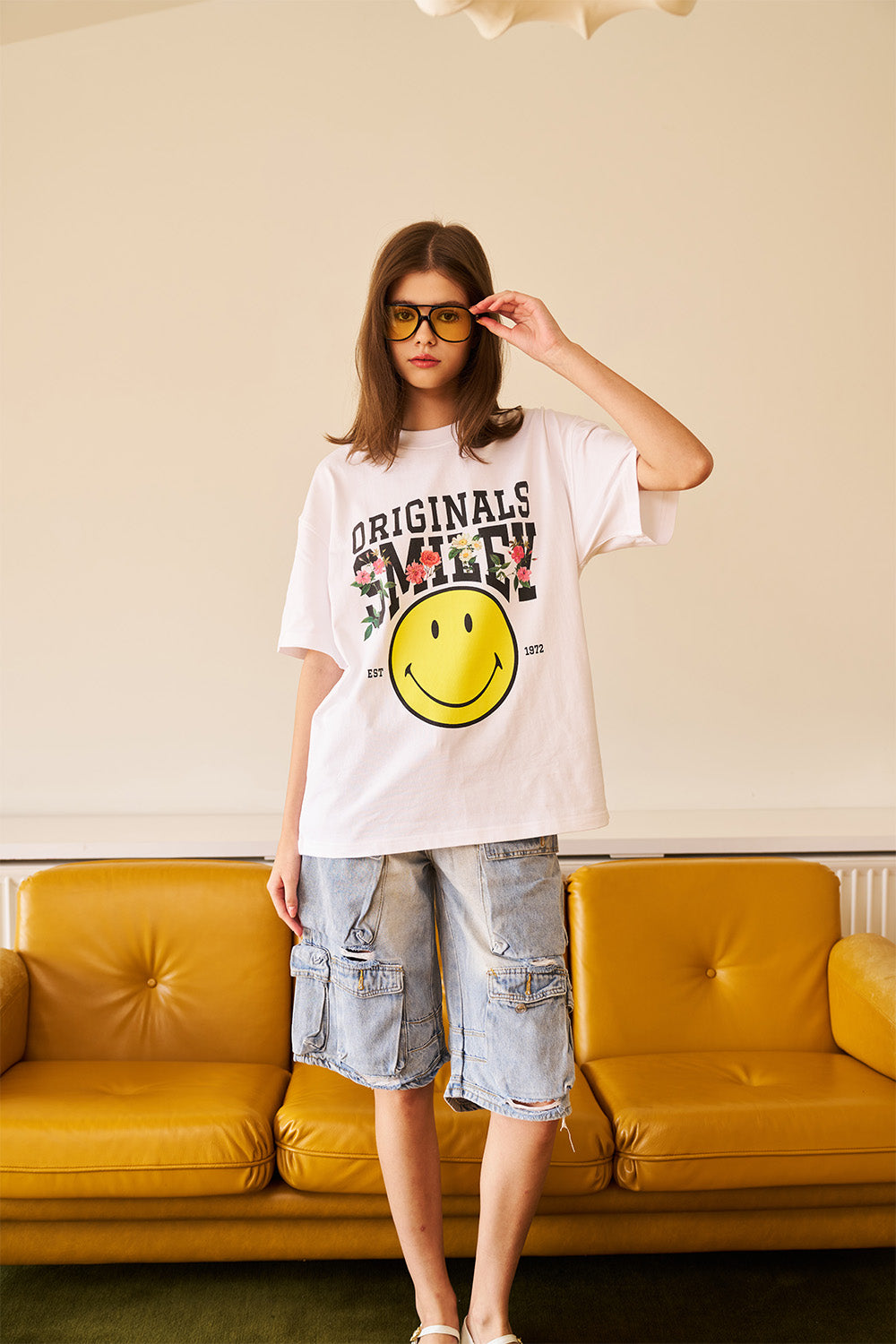 Smiley Originals Floral Oversized T-shirt - BonkersCorner