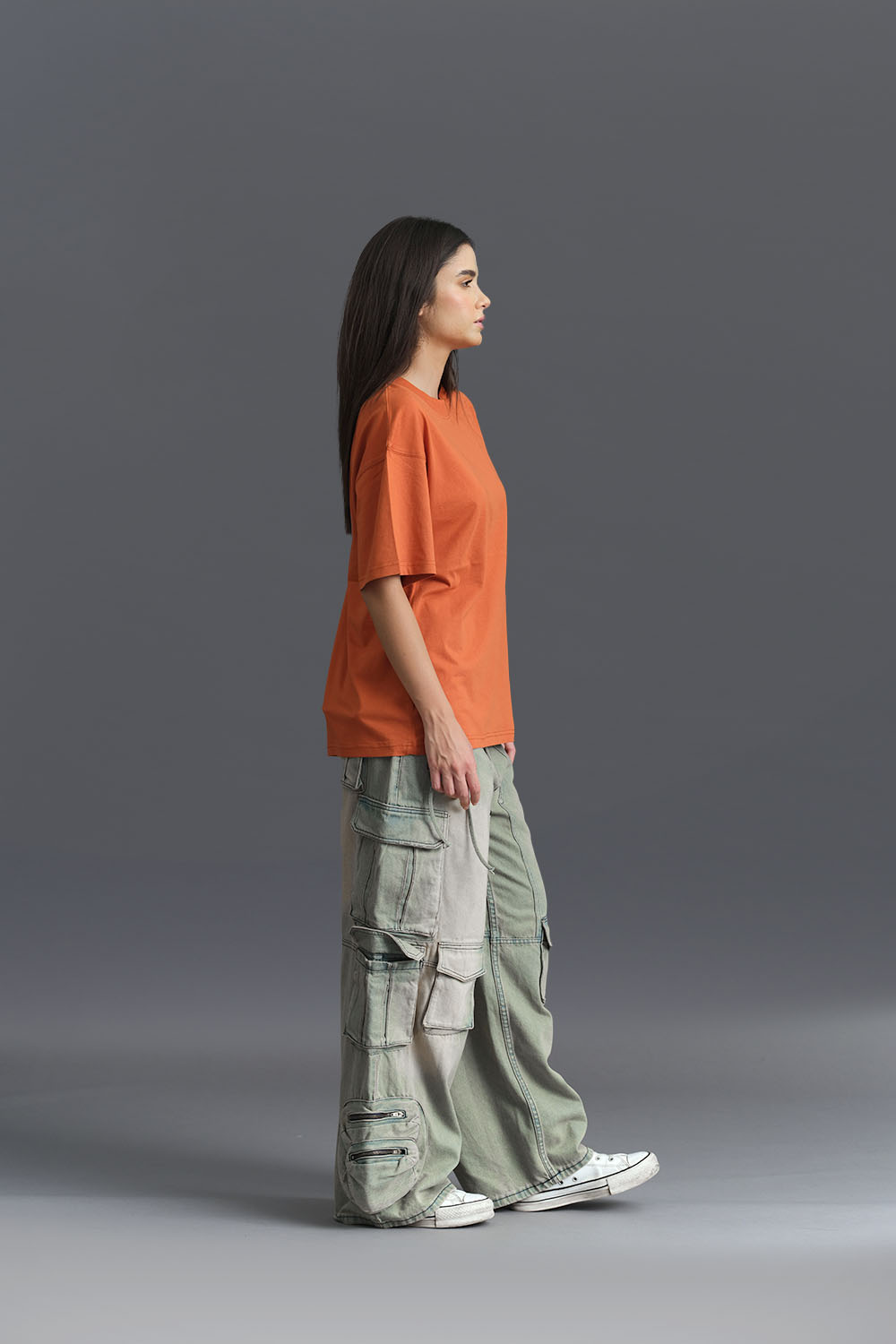 Solid Rusty Orange Soft Jersey Oversized T-shirt - BonkersCorner