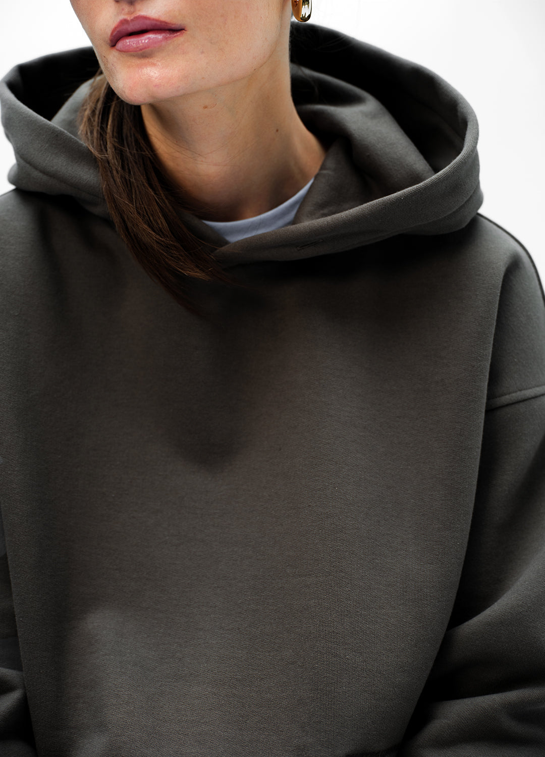 Badge Oversized Hoddie A03 Perfect Taupe
