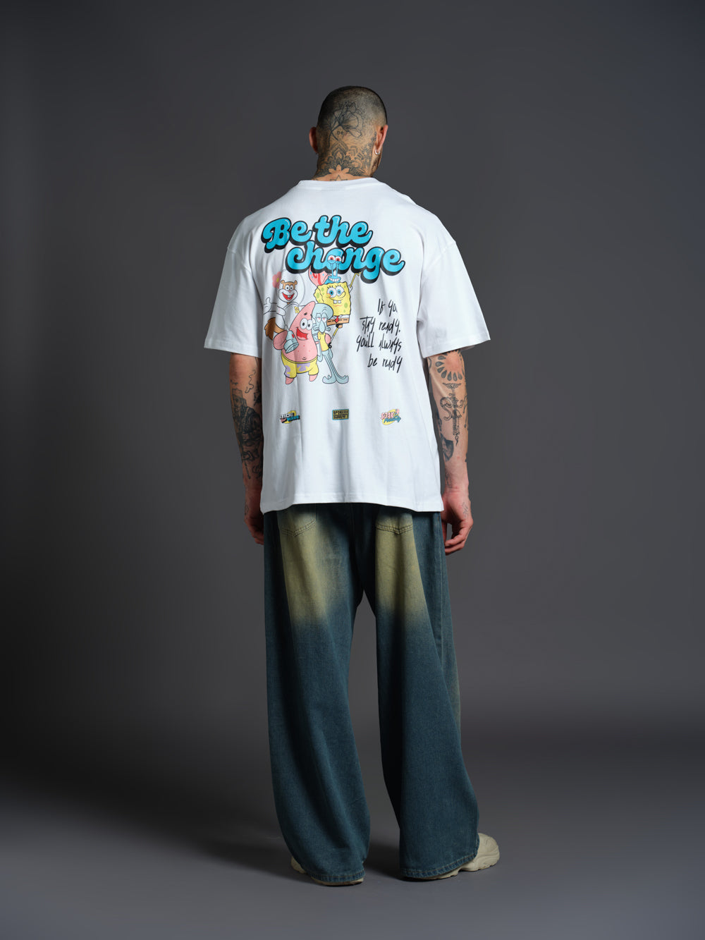 White Spongebob Be The Change T-shirt