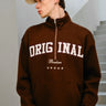 Brown Retro Half-Zip Sweatshirt - BonkersCorner