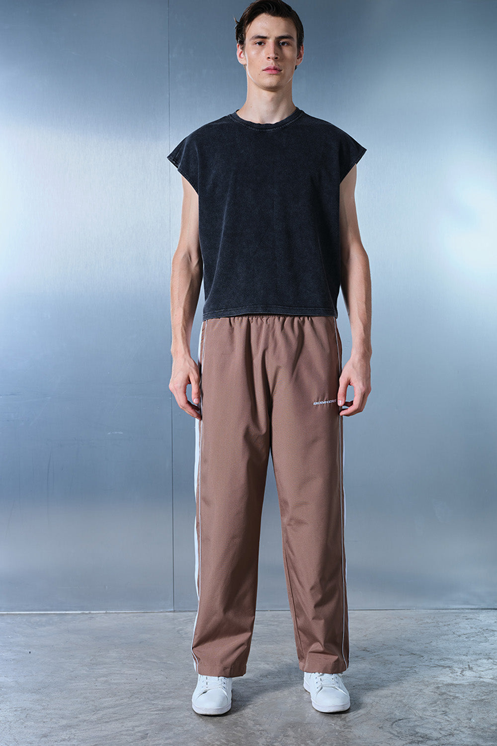 Brown Tape Wide Leg Joggers