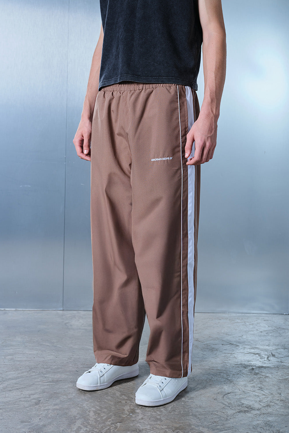 Brown Tape Wide Leg Joggers