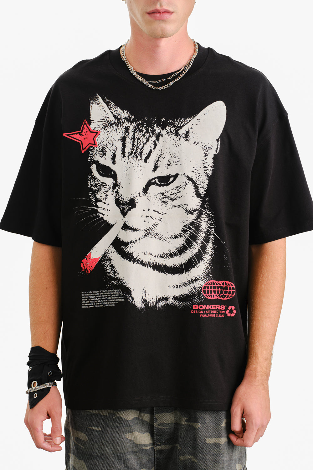 Cat After Hours Oversized T-shirt - BonkersCorner