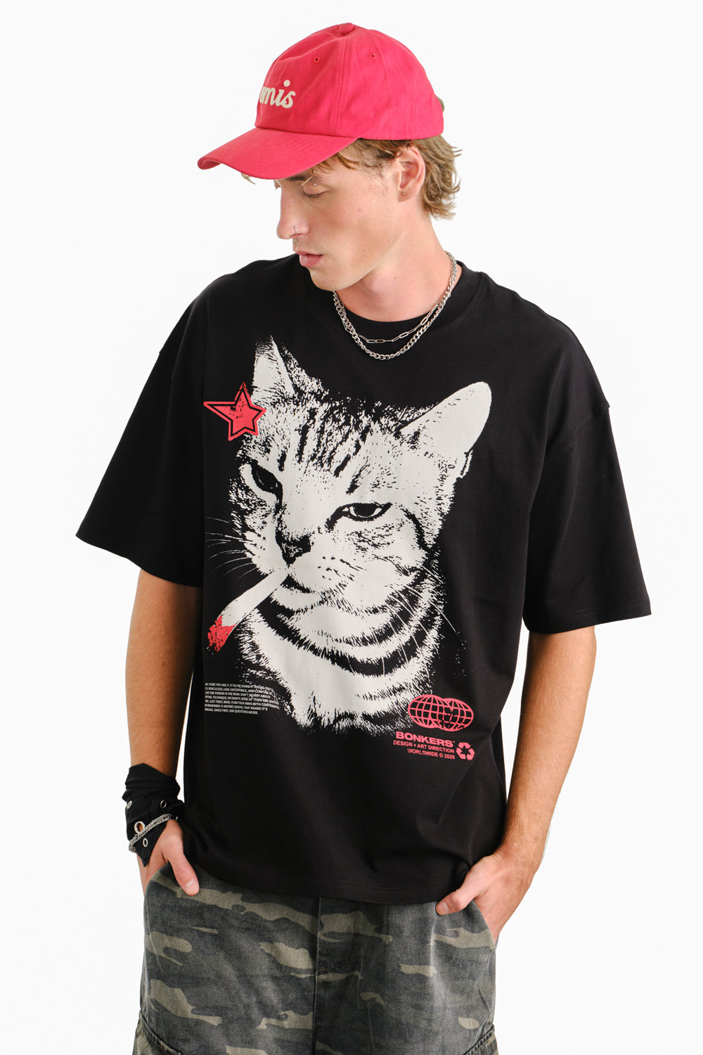 Cat After Hours Oversized T-shirt - BonkersCorner