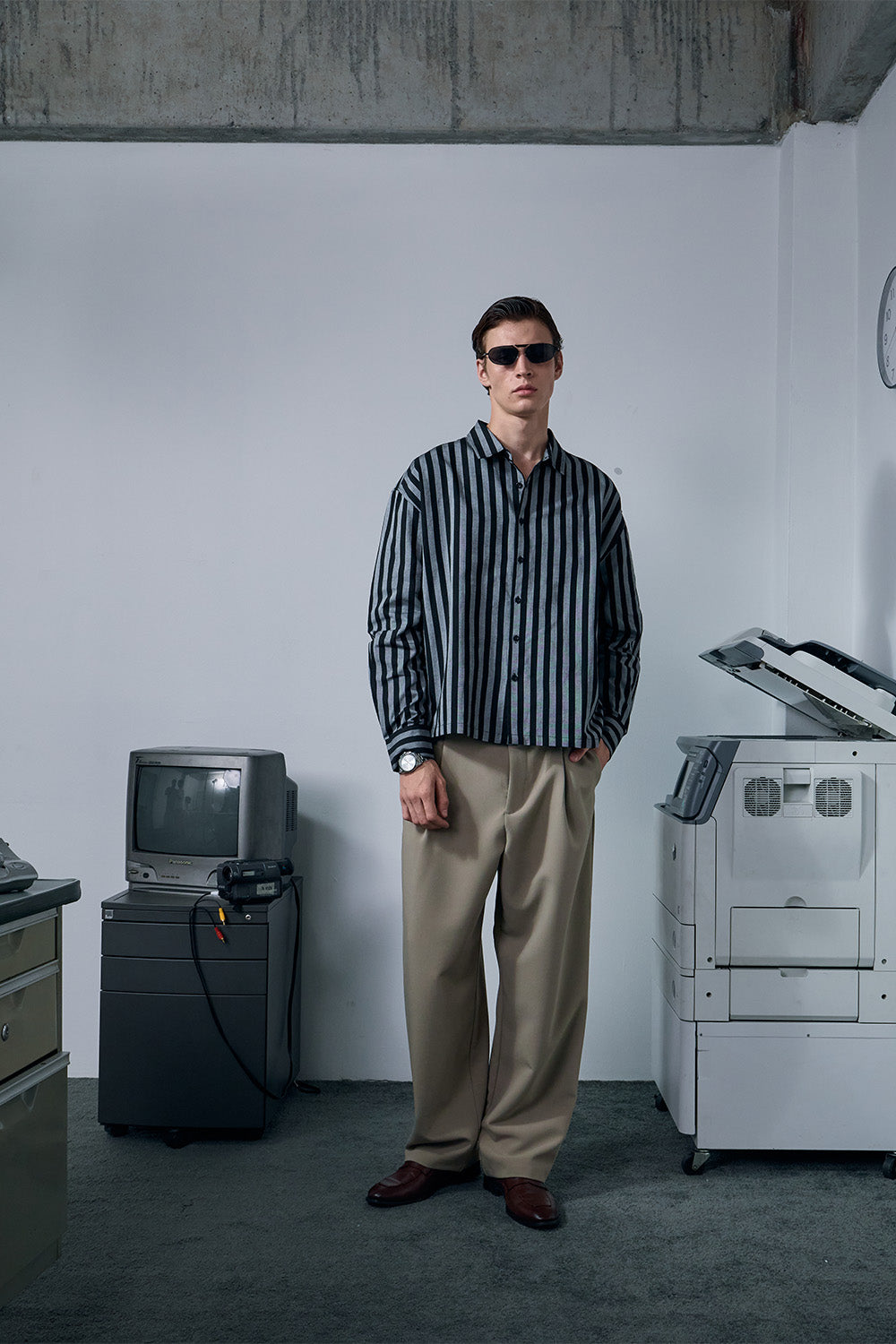 Charcoal Cabana Full Sleeve Striped Shirt - BonkersCorner